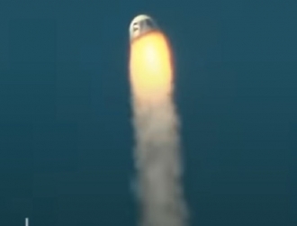 кадр из видеотрансляции Blue Origin
